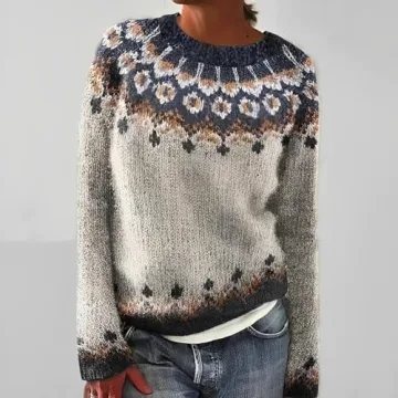 Trendy Women's Retro Knitted Fair Isle Sweater 2024
