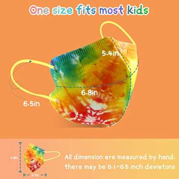 Zoonana Kids Disposable Face Masks, Upgraded 30 Pcs Breathable 4-Ply Protection Mask with Elastic Earloop for Children Boys Girls Tie Dye Colorful