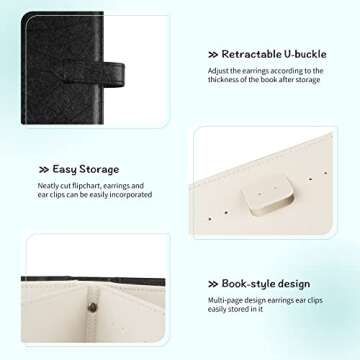 Fangoo Earring Organizer Book Design Earring Holder Travel Jewelry Storage Case Tray Holder, Capable to Hold 42 Pairs (Black)