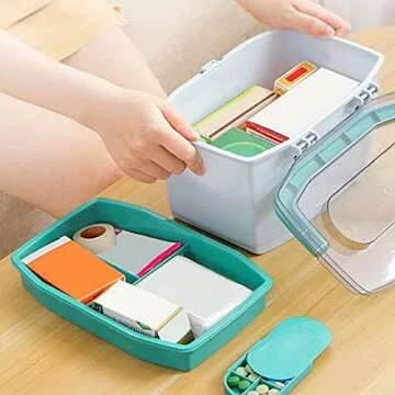 JacCos First Aid Kit Medicine Box Plastic First Aid Kit Storage Box Large Capacity Family Emergency Sundries Organizer Cabinet First Aid Kits (Color : Green) (Green)