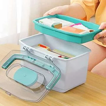 JacCos First Aid Kit Medicine Box Plastic First Aid Kit Storage Box Large Capacity Family Emergency Sundries Organizer Cabinet First Aid Kits (Color : Green) (Green)