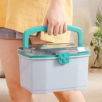 JacCos First Aid Kit Medicine Box Plastic First Aid Kit Storage Box Large Capacity Family Emergency Sundries Organizer Cabinet First Aid Kits (Color : Green) (Green)