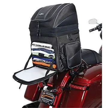 Nelson Rigg Route 1 Destination Backrest/Sissy Bar Rack Bag; Fits Harley Davidson, Indian, Yamaha & Suzuki Motorcycles