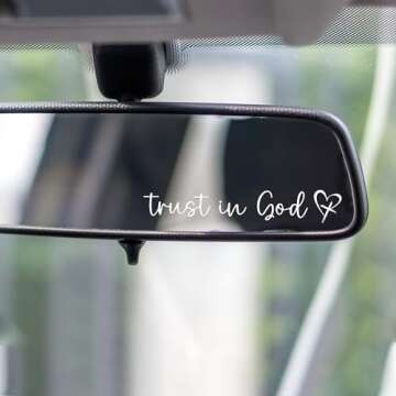Miarita 3X Trust in God Rearview Mirror Sticker, Christian Car Accessories, Car Stickers and Decals for Women, Cute Car Stickers, Mirror Decals, Valentines Day Gifts for Her (Trust in God White)