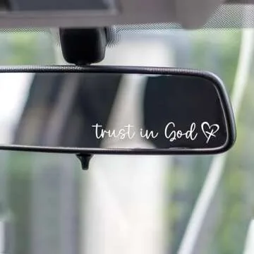 Miarita 3X Trust in God Rearview Mirror Sticker, Christian Car Accessories, Car Stickers and Decals for Women, Cute Car Stickers, Mirror Decals, Valentines Day Gifts for Her (Trust in God White)