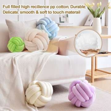 ZAKUN Knot Pillow Ball, Soft Round Throw Pillow Cushion Home Decorative Ball Pillows, Handmade Plush Throw Knotted Pillow for Home Décor Children Play Knot Ball