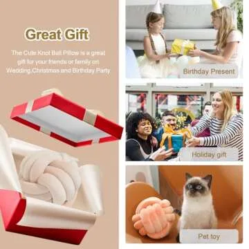 ZAKUN Knot Pillow Ball, Soft Round Throw Pillow Cushion Home Decorative Ball Pillows, Handmade Plush Throw Knotted Pillow for Home Décor Children Play Knot Ball