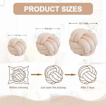 ZAKUN Knot Pillow Ball, Soft Round Throw Pillow Cushion Home Decorative Ball Pillows, Handmade Plush Throw Knotted Pillow for Home Décor Children Play Knot Ball