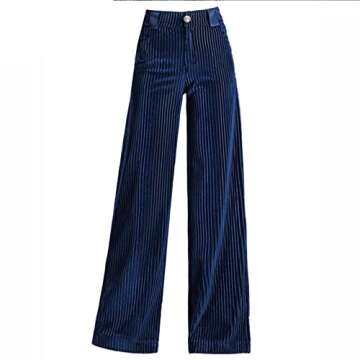 Wide Leg Pants Autumn Vintage Zipper Fly Women Casual Corduroy High Waist Spring Loose Straight Trousers Black