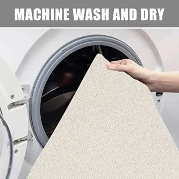 Collive Hallway Runner Rug, 2' x 6' Hand-Woven Reversible Washable Entryway Rug, White/Beige Cotton Modern Farmhouse Laundry Room Rug Long Carpet for Bathroom Sink Foyer Bedroom