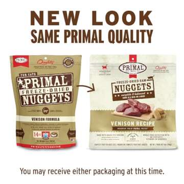 Primal Freeze Dried Raw Cat Food Nuggets Venison, Complete & Balanced Meal or Topper, Premium, Healt...