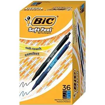 BIC Soft Feel Assorted Colors Retractable Ballpoint Pens, 36-Count Pack for Smooth Writing