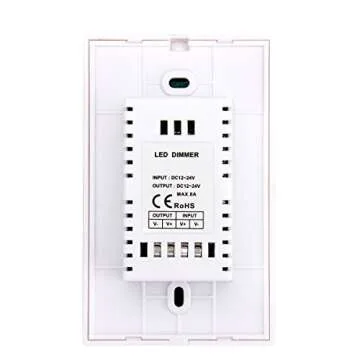 Wall-Mounted Glass Touch Panel LED Dimmer Switch Brightness Controller DC 12-24V for Single Color LED Strip Light - White