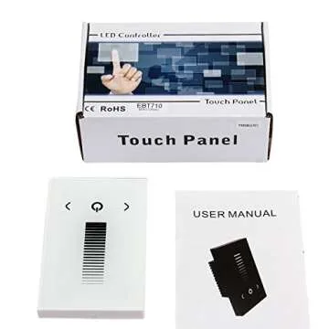 Wall-Mounted Glass Touch Panel LED Dimmer Switch Brightness Controller DC 12-24V for Single Color LED Strip Light - White