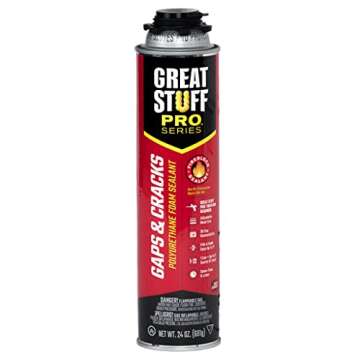 Great Stuff Foam Sealant Kit - Great Stuff Pro Gaps and Cracks 24oz, Great Stuff Foam Gun, Great Stuff Gun Cleaner 12oz, Great Stuff Gloves. Orange Color, Fire Rated Spray Foam Insulation