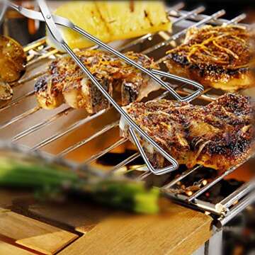 Food Tongs, Kitchen Tongs 9 Inch and 12 Inch Stainless Steel Cooking Tongs for Serving Catering Salad Grill Scissors Tongs for Barbecue Bread Buffet Pliers (Set of 2)