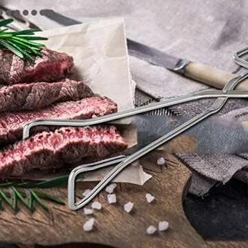 Food Tongs, Kitchen Tongs 9 Inch and 12 Inch Stainless Steel Cooking Tongs for Serving Catering Salad Grill Scissors Tongs for Barbecue Bread Buffet Pliers (Set of 2)