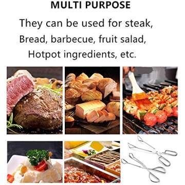 Food Tongs, Kitchen Tongs 9 Inch and 12 Inch Stainless Steel Cooking Tongs for Serving Catering Salad Grill Scissors Tongs for Barbecue Bread Buffet Pliers (Set of 2)