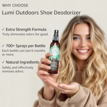 Lumi Outdoors Natural Shoe Deodorizer & Foot Odor Elimination Spray - Shoe Spray for Smelly Shoes - Extra Strength - Eucalyptus Lemongrass