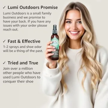 Lumi Outdoors Natural Shoe Deodorizer & Foot Odor Elimination Spray - Shoe Spray for Smelly Shoes - Extra Strength - Eucalyptus Lemongrass