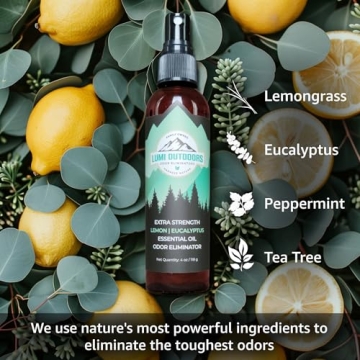 Lumi Outdoors Natural Shoe Deodorizer & Foot Odor Elimination Spray - Shoe Spray for Smelly Shoes - Extra Strength - Eucalyptus Lemongrass