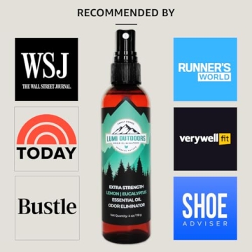 Lumi Outdoors Natural Shoe Deodorizer & Foot Odor Elimination Spray - Shoe Spray for Smelly Shoes - Extra Strength - Eucalyptus Lemongrass