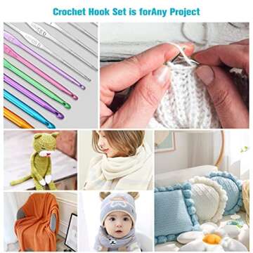 Crochet Hooks Set Home Crochet Hook Kit, 110 Piece Knitting & Crochet Supplies DIY Kits, Including Sewing Needles, for Crochet Needle for Beginners, and Seasoned Crochet Lovers