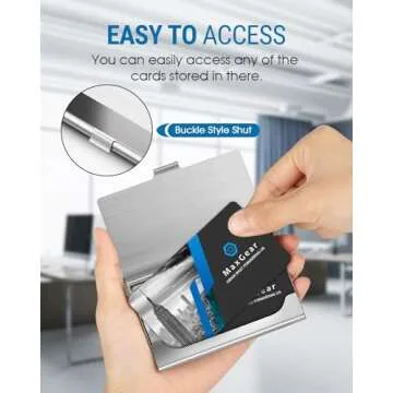 MaxGear Metal Business Card Holder - Stylish Stainless Steel Case for Business & ID Cards