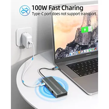 USB C Hub, SANZANG 8 in 1 USB-C Docking Station to HDMI Adapter, 4K@60Hz HDMI, 1Gbps Ethernet,100W Pass-Through Charging, SD/TF Card Slot,5Gbps 3.0 High Speed for MacBook