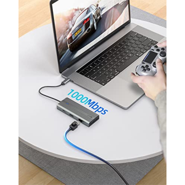 USB C Hub, SANZANG 8 in 1 USB-C Docking Station to HDMI Adapter, 4K@60Hz HDMI, 1Gbps Ethernet,100W Pass-Through Charging, SD/TF Card Slot,5Gbps 3.0 High Speed for MacBook
