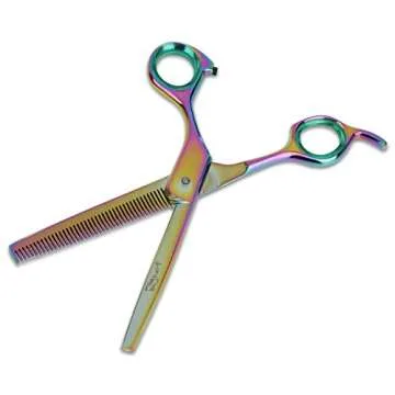 Sharf Gold Touch Pet Shears - 6.5" 42-Tooth Rainbow Thinning Shear for Dogs, 440C Japanese Stainless...