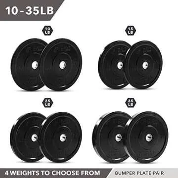 DAY 1 FITNESS Olympic Bumper Weighted Plate 2â€ For Barbells, Bars â€“ 10 lb Set of 2 Plates - Shock-Absorbing, Minimal Bounce Steel Weights with Bumpers for Lifting, Strength Training, and Working Out