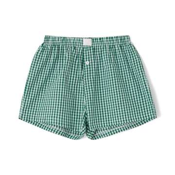 Pivanzore Y2k Plaid Shorts for Women Casual Elastic Waist Aesthetic Lounge Bottom Baggy Pajama Shorts Boxers Sleepwear (Green,Large)
