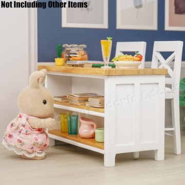 Odoria Miniature Kitchen Island & Chairs for Dollhouses