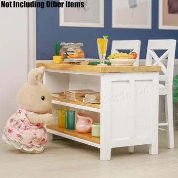 Odoria Miniature Kitchen Island & Chairs for Dollhouses