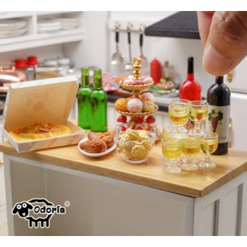 Odoria Miniature Kitchen Island & Chairs for Dollhouses