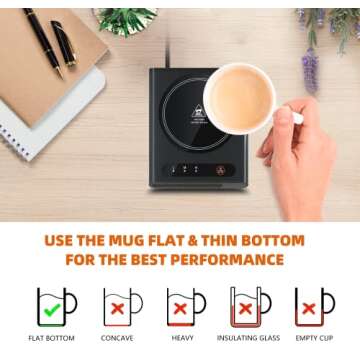 Coffee Cup Warmer Mug Warmer for Desk Electric Coffee Warmer with 3 Temperature Settings Tea Warmer Drink Warmer 8h Auto Shut Off Coffee Heater for Desk Office Wax Candle Warmer Plate Beverage Warmers