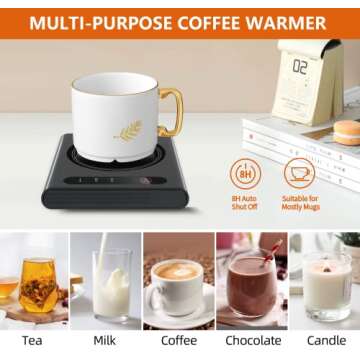 Coffee Cup Warmer Mug Warmer for Desk Electric Coffee Warmer with 3 Temperature Settings Tea Warmer Drink Warmer 8h Auto Shut Off Coffee Heater for Desk Office Wax Candle Warmer Plate Beverage Warmers