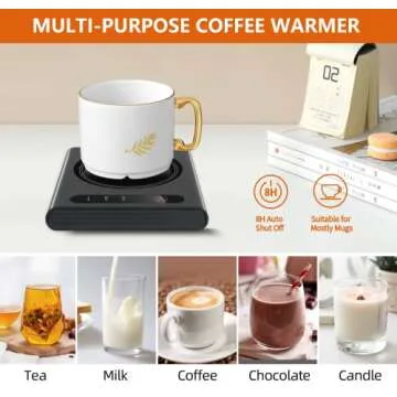 Coffee Cup Warmer Mug Warmer for Desk Electric Coffee Warmer with 3 Temperature Settings Tea Warmer Drink Warmer 8h Auto Shut Off Coffee Heater for Desk Office Wax Candle Warmer Plate Beverage Warmers