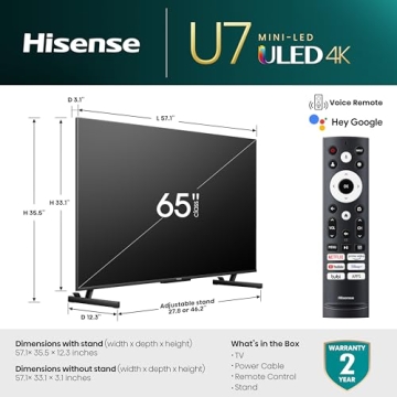 Hisense 65-Inch U7K Mini-LED 4K Smart TV - Best Value