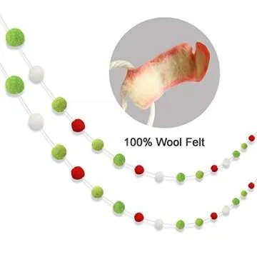 Christmas Felt Ball Garland - 2PCS Colorful Pom Pom Decor