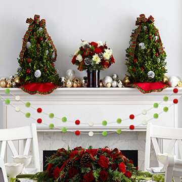 Christmas Felt Ball Garland - 2PCS Colorful Pom Pom Decor
