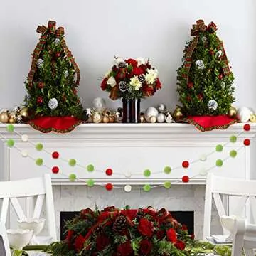 Christmas Felt Ball Garland - 2PCS Colorful Pom Pom Decor