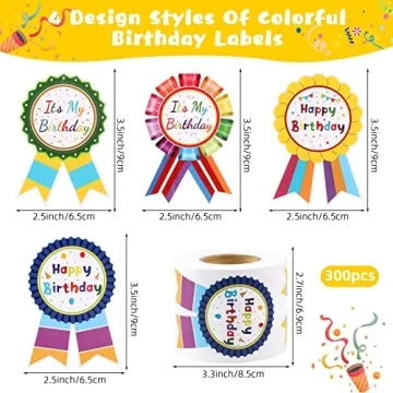 Happy Birthday Stickers for Kids 300pcs Decor for Classrooms