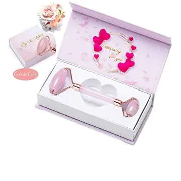 Jade Roller for Face - Rose Quartz Face Roller Skin Care - Stone Facial Roller, Face Massager for Women, Relieve Stress, Remove Wrinkles Eye Puffiness
