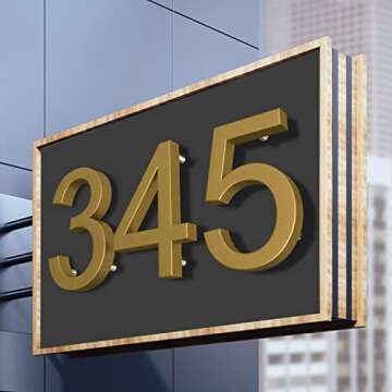 Stylish 5" Floating House Number in Gold Finish