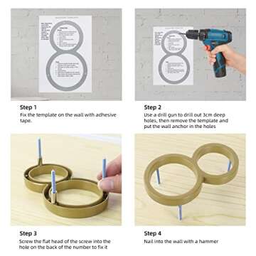 Stylish 5" Floating House Number in Gold Finish