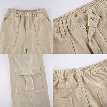 Viatabuna Stylish High Waist Y2K Cargo Pants for Women