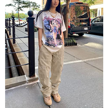 Viatabuna Stylish High Waist Y2K Cargo Pants for Women