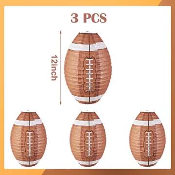 Easy Joy 3 PCS 12'' Football Party Decorations Football Lanterns Football Paper Lanterns Football Hanging Lanterns Creative Football Party Decorations